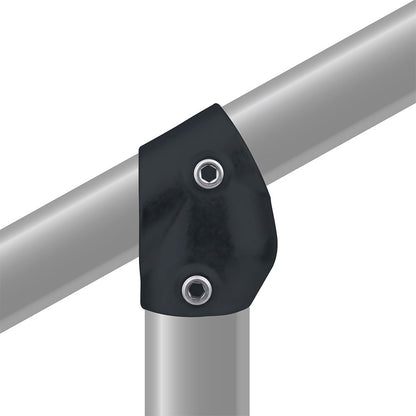 KPC-129B - Pipe Clamp Adjustable Short Tee (Black) installed pipe clamp view
