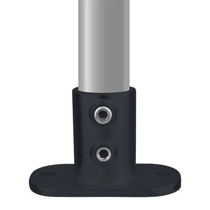 KPC-132B - Pipe Clamp Railing Base Flange (Black) installed pipe clamp view