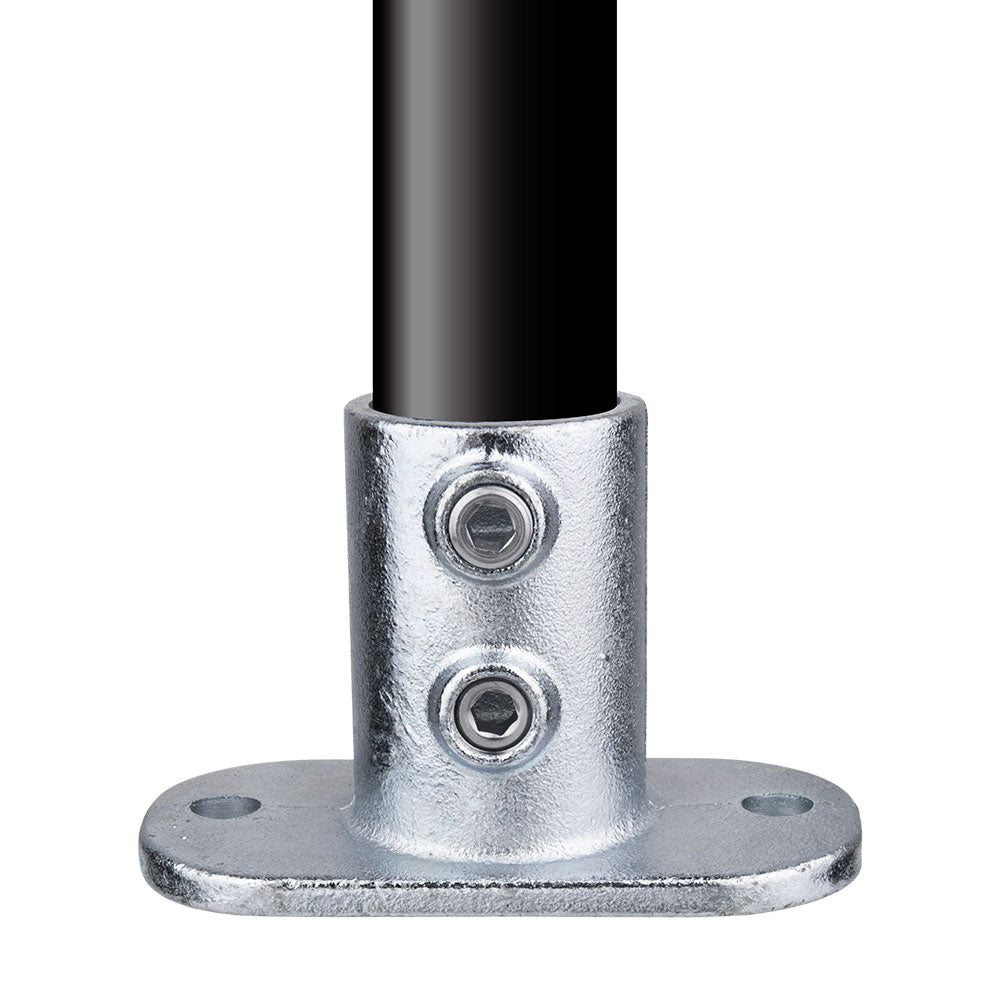 KPC-132 - Pipe Clamp Railing Base Flange (Silver) installed pipe clamp view