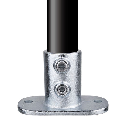 KPC-132 - Pipe Clamp Railing Base Flange (Silver) installed pipe clamp view