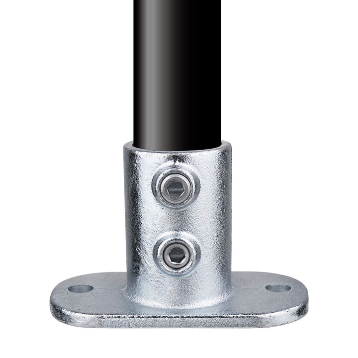 KPC-132 - Pipe Clamp Railing Base Flange (Silver) installed pipe clamp view