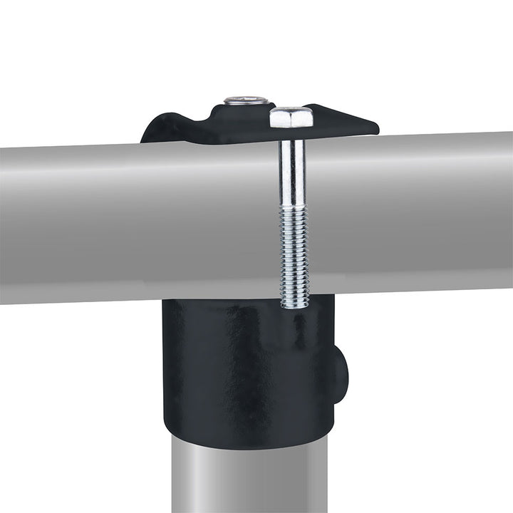 KPC-135B - Pipe Clamp Clamp-On Tee (Black) installed pipe clamp view