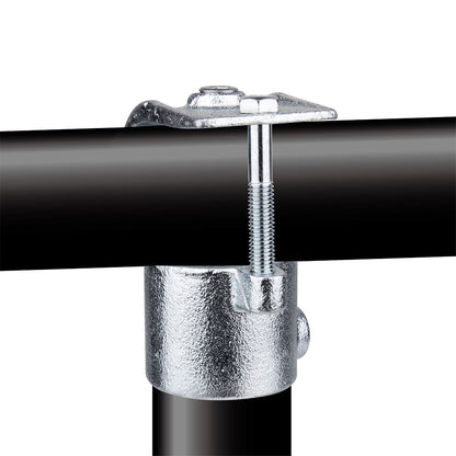KPC-135 - Pipe Clamp Clamp-On Tee (Silver) installed pipe clamp view