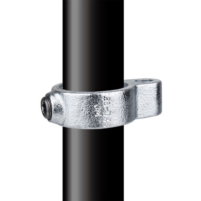 KPC-138 - Pipe Clamp Gate Eye (Silver) installed pipe clamp view