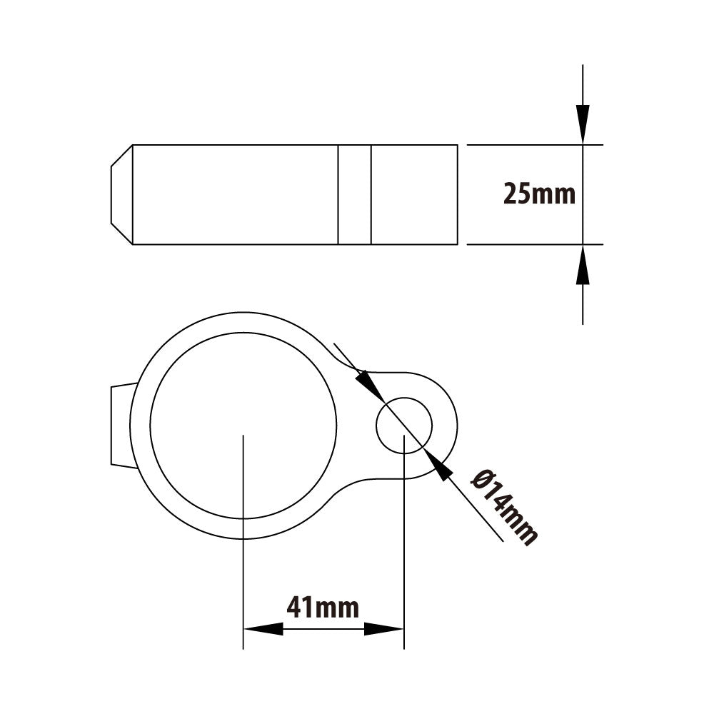 KPC-138 - Pipe Clamp Gate Eye (Silver) dimension diagram