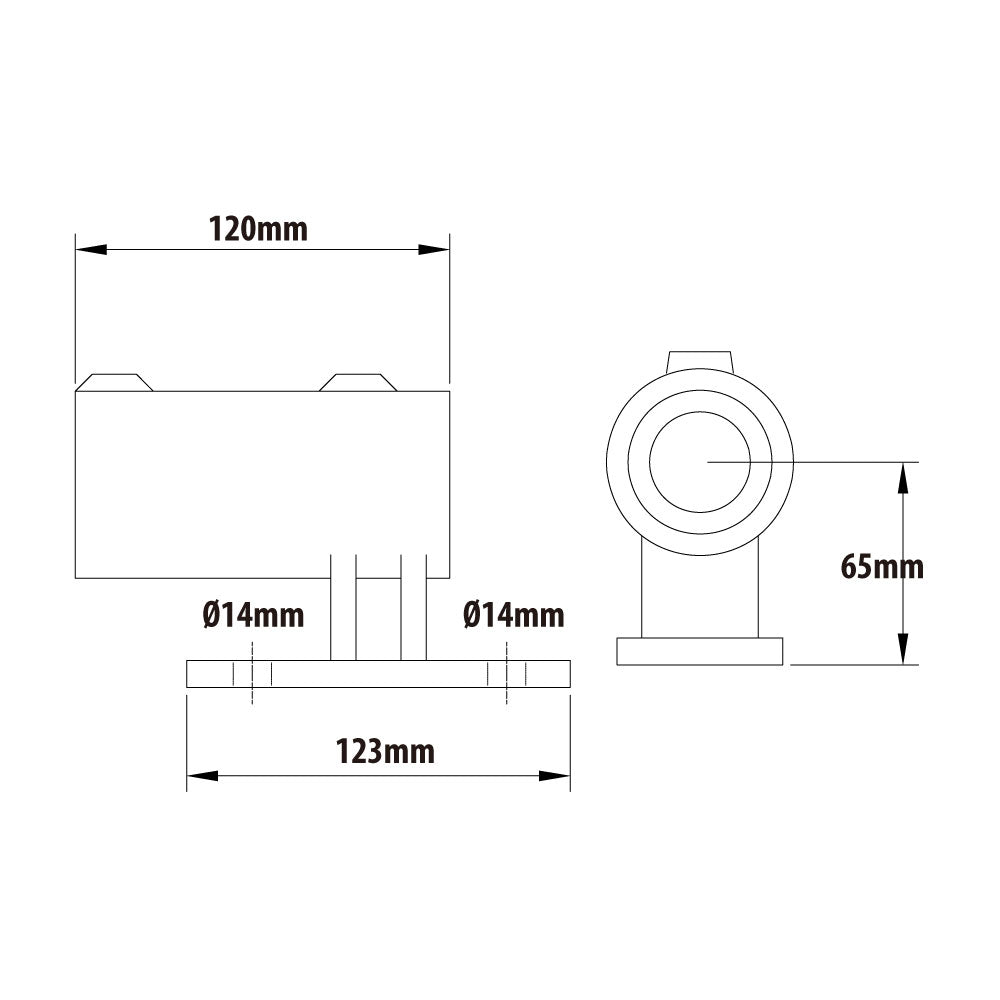 KPC-144 - Pipe Clamp Railing Side (Silver) dimension diagram
