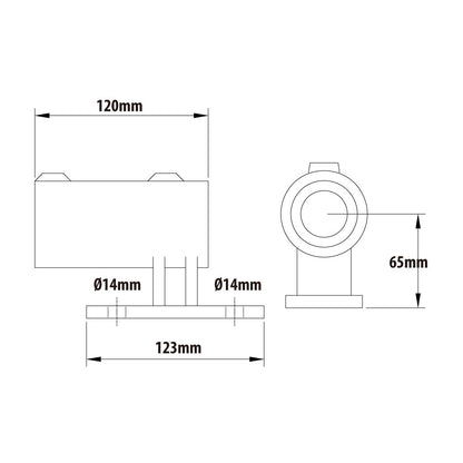 KPC-144 - Pipe Clamp Railing Side (Silver) dimension diagram