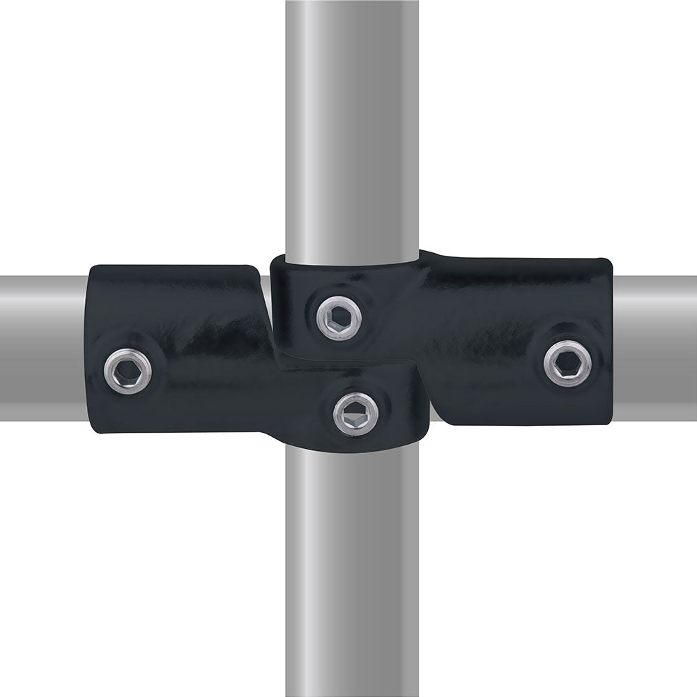 KPC-148B - Pipe Clamp Base Flange (alternate profile) (Black) installed pipe clamp view