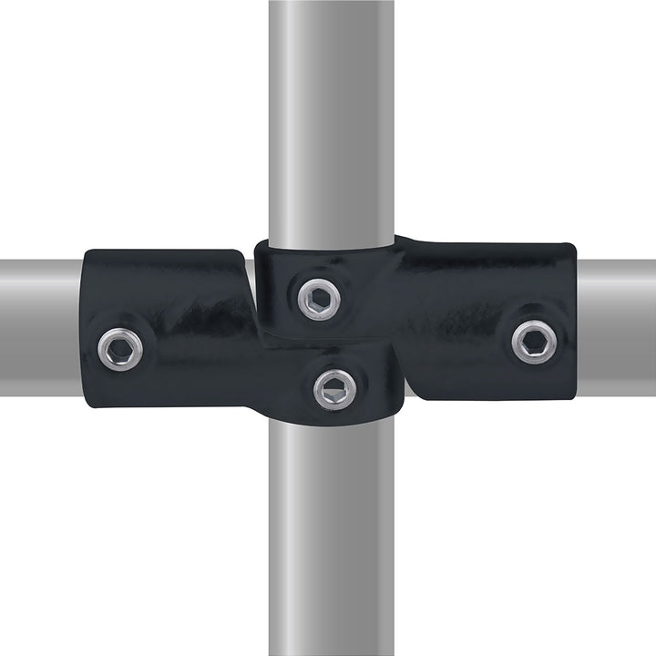 KPC-148B - Pipe Clamp Base Flange (alternate profile) (Black) installed pipe clamp view