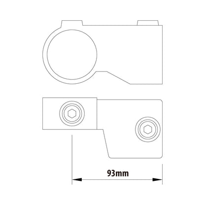 KPC-148 - Pipe Clamp Base Flange (alternate profile) (Silver) dimension diagram