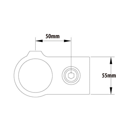 KPC-161 - Pipe Clamp 90? Crossover (Silver) dimension diagram