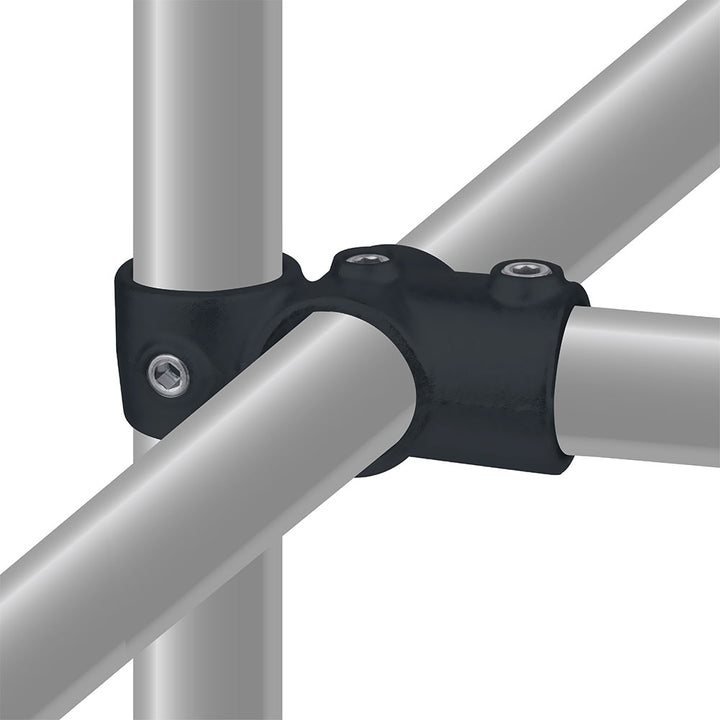 KPC-165B - KPC-165B -Combination socket tee / crossover (Black) installed pipe clamp view