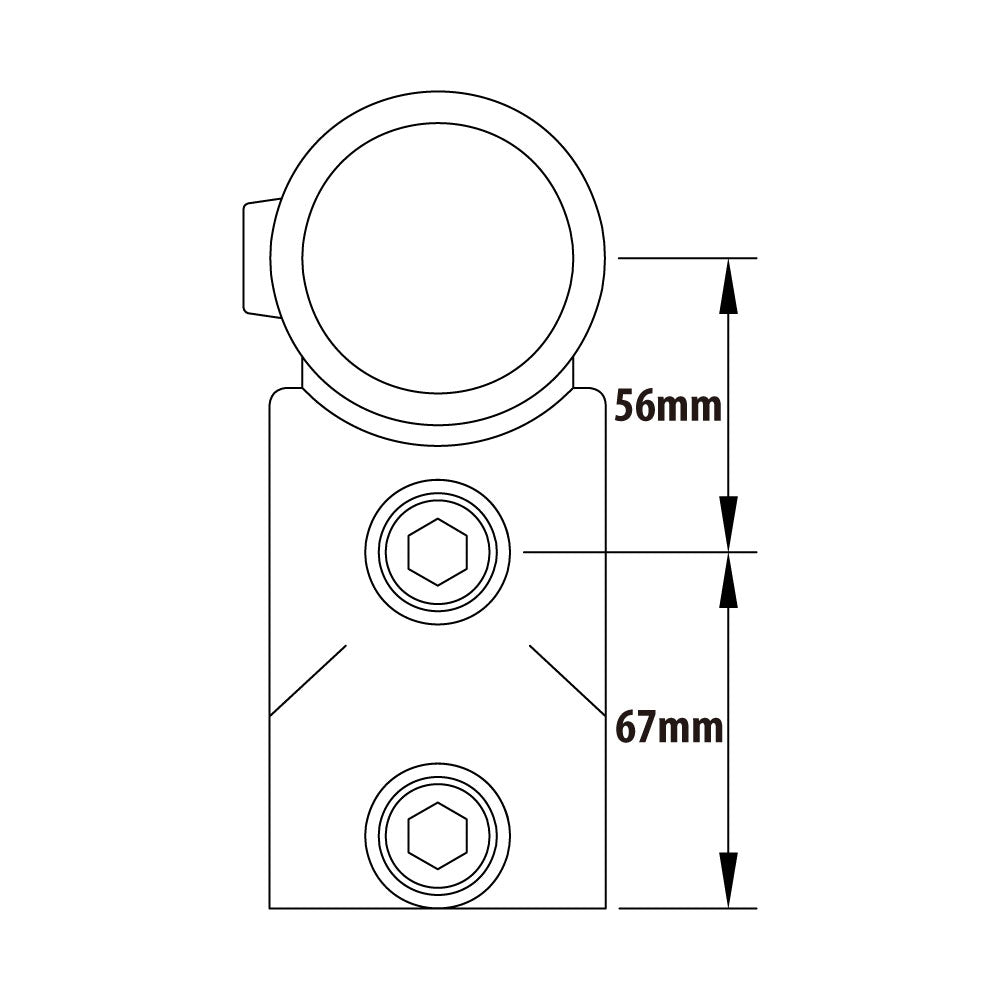 KPC-165B - KPC-165B -Combination socket tee / crossover (Black) dimension diagram