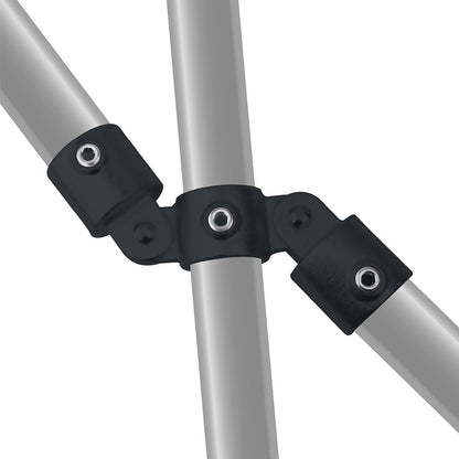 KPC-167B - Pipe Clamp Double Swivel Combination (Black) installed pipe clamp view