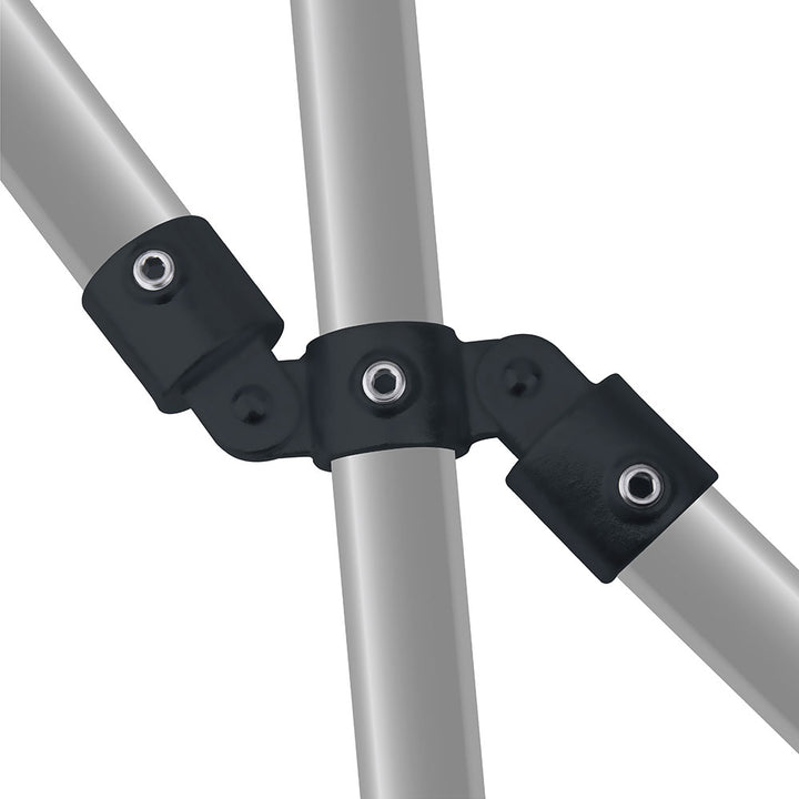 KPC-167B - Pipe Clamp Double Swivel Combination (Black) installed pipe clamp view