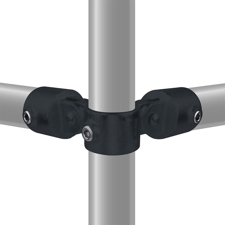 KPC-168B - Pipe Clamp 90? Corner Swivel (Black) installed pipe clamp view