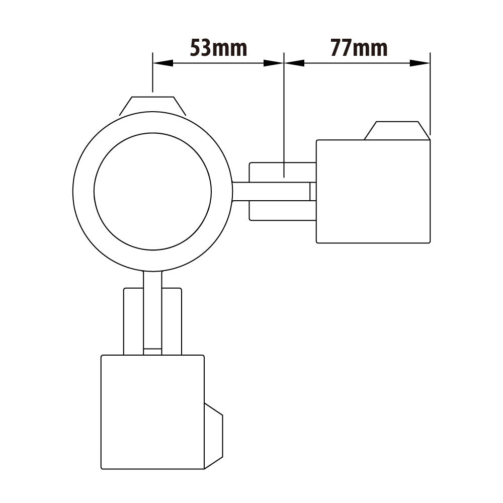 KPC-168B - Pipe Clamp 90? Corner Swivel (Black) dimension diagram