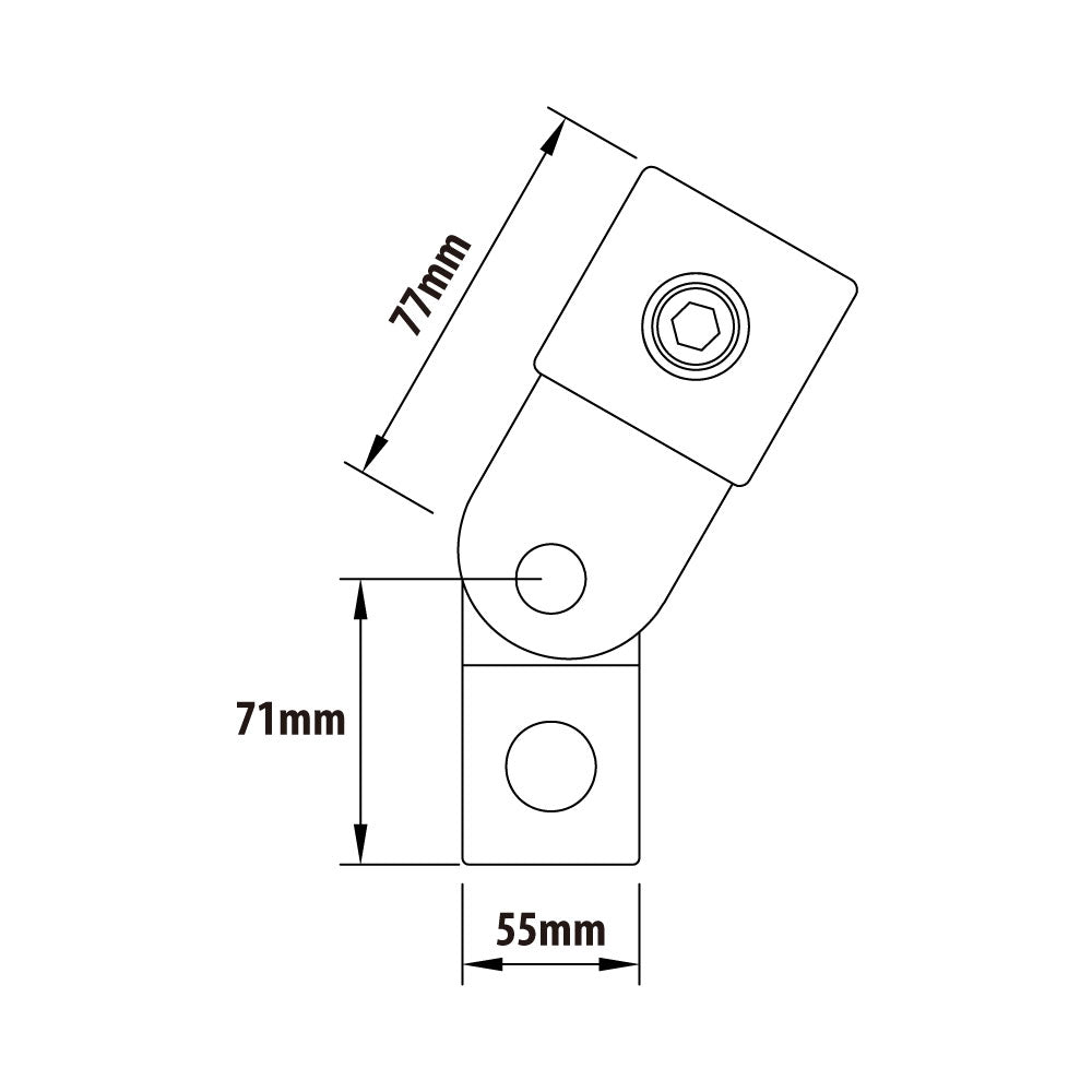KPC-173B - Single Swivel Combination (Black) dimension diagram