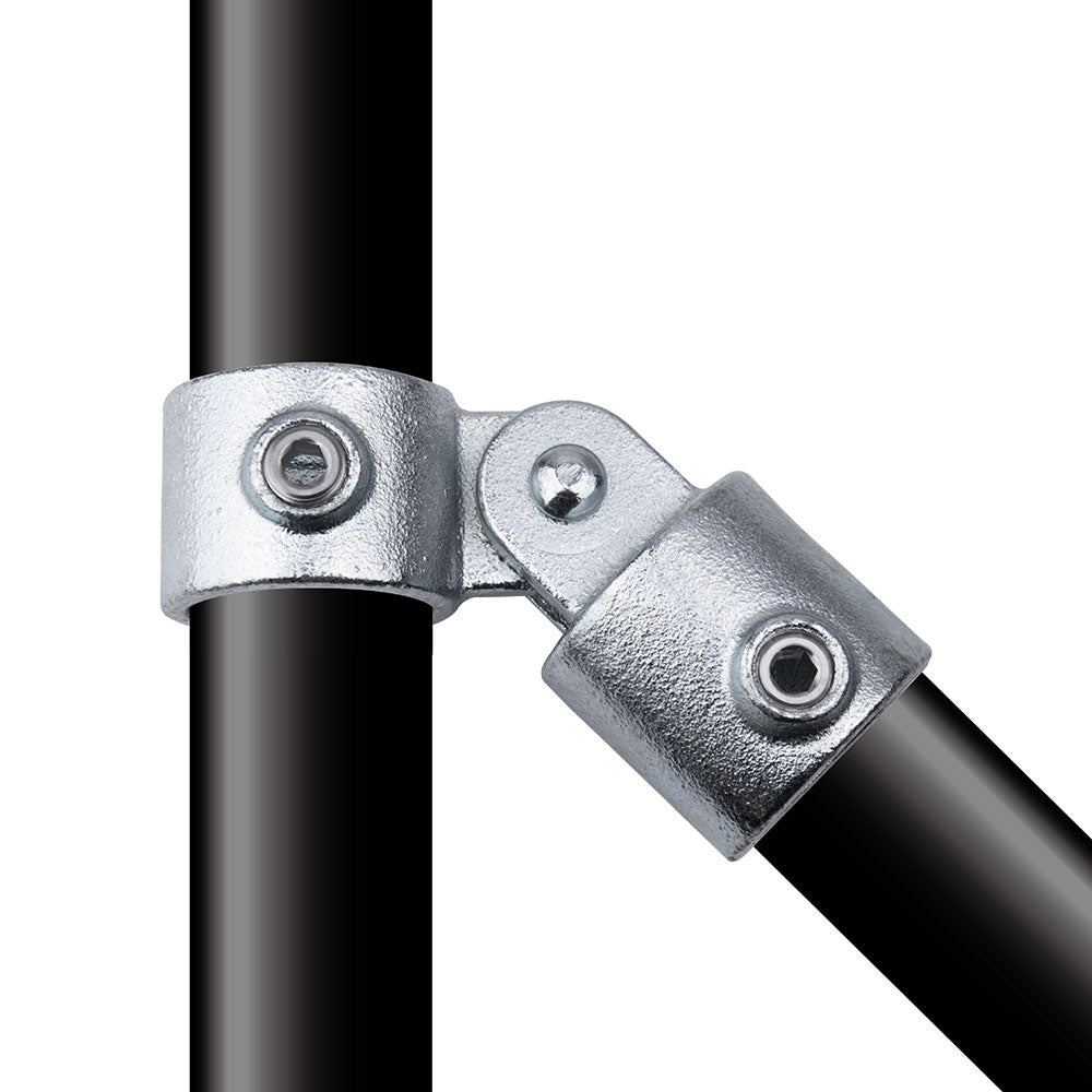 KPC-173 - Single Swivel Combination (Silver) installed pipe clamp view