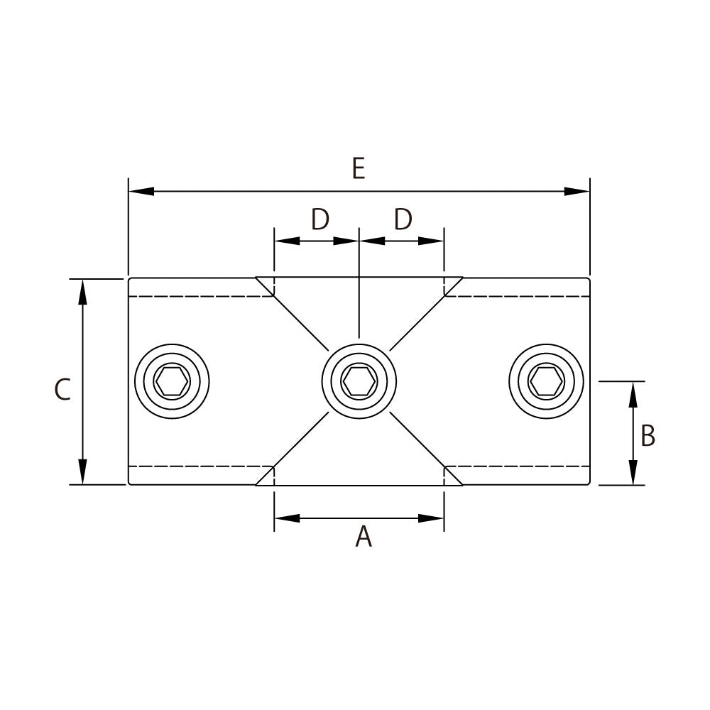 KPC-A1207E - Two Socket Cross (Polished) dimension diagram