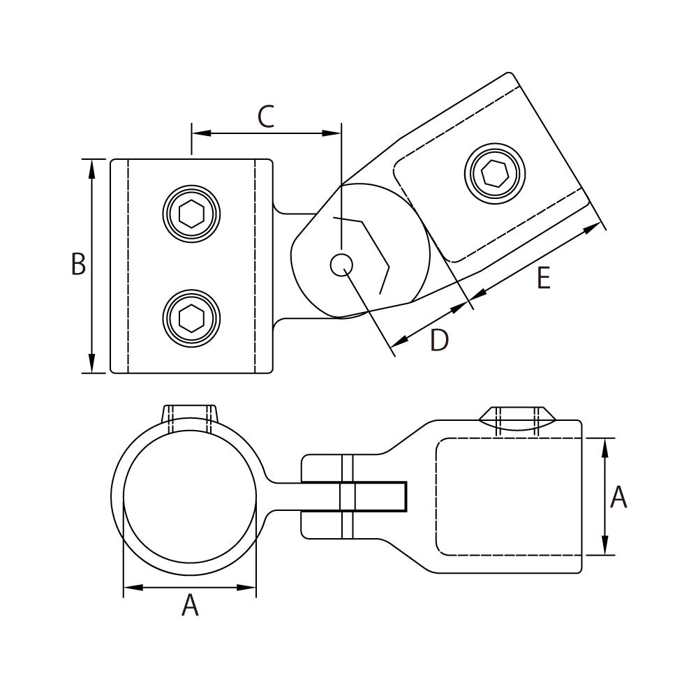 KPC-A1217ADJ - Swivel Elbow / Tee (Polished) dimension diagram