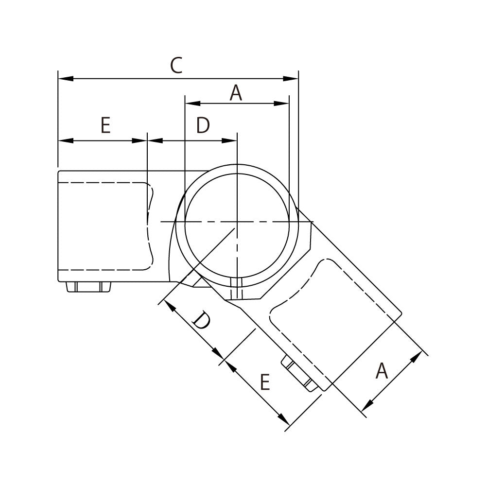 KPC-A1230C - Short Tee Swivel (Polished) dimension diagram