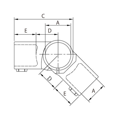 KPC-A1230C - Short Tee Swivel (Polished) dimension diagram