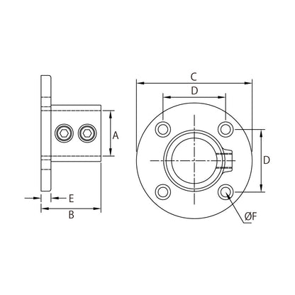 KPC-A1242 - Round Base Flange (Polished) dimension diagram
