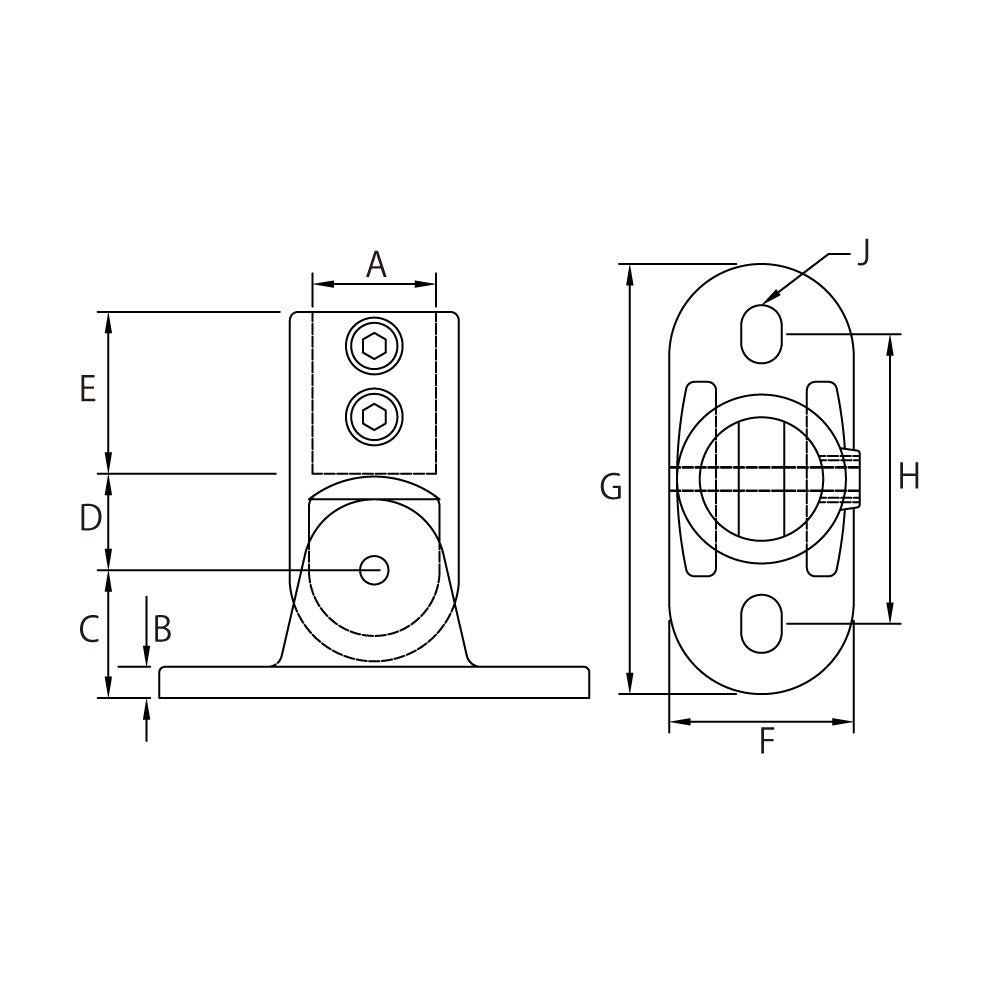 KPC-A1246ADJ - Adjustable Flange (Polished) dimension diagram