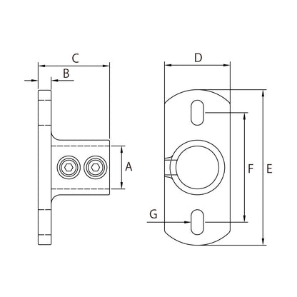 KPC-A1246 - Railing Base Flange (Polished) dimension diagram