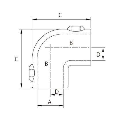 KPC-A1403 - 90° Elbow (Polished) dimension diagram