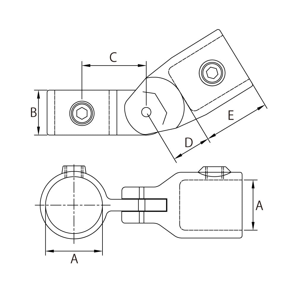 KPC-A1417E - Adjustable Elbow or Tee (Polished) dimension diagram