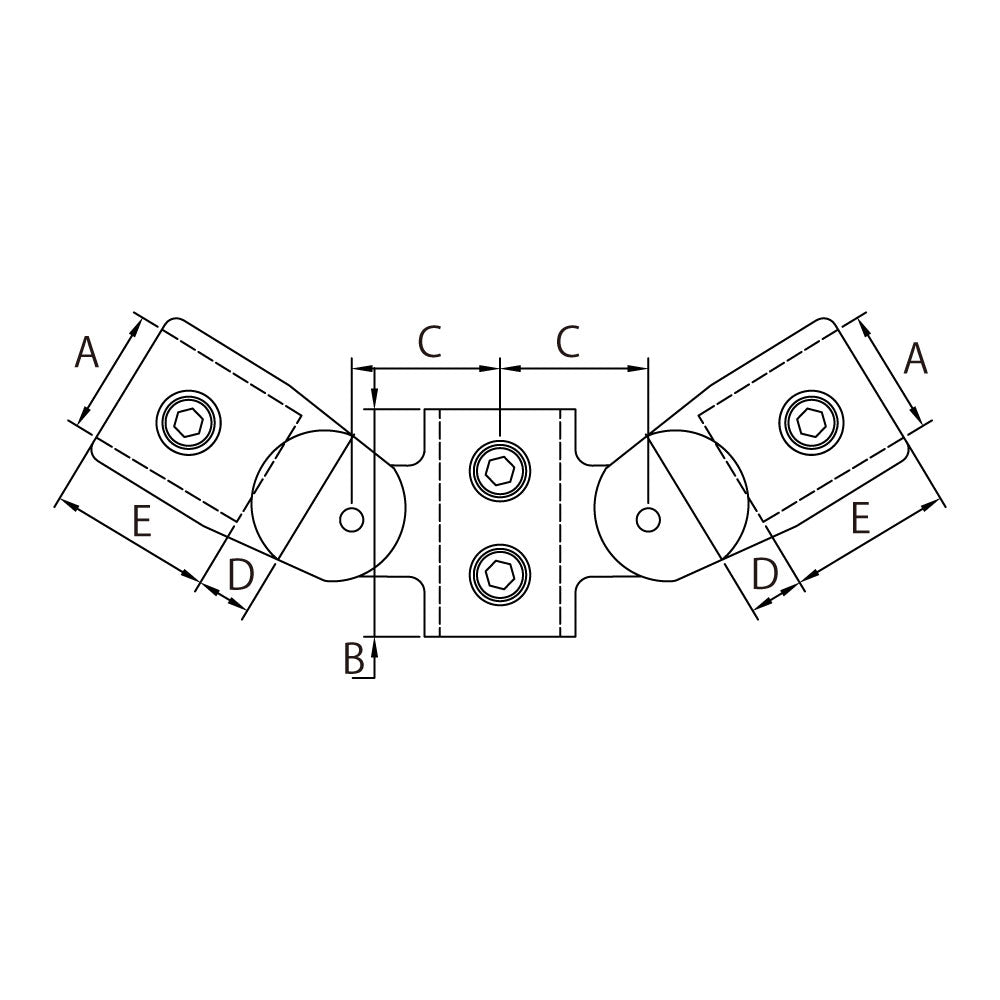 KPC-A1419E - KUPO Double Swivel Combination Clamp for 42.4 mm Pipe dimension diagram