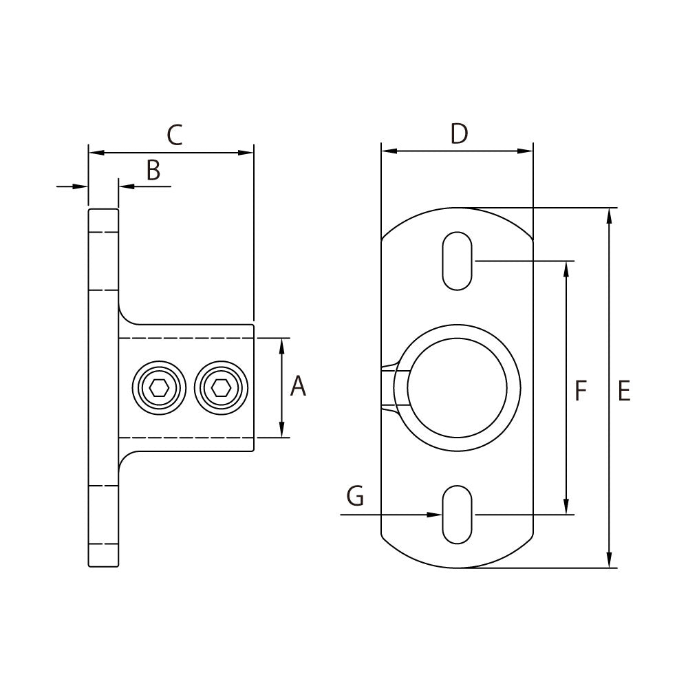 KPC-A1446 - Railing Base Flange (Polished) dimension diagram