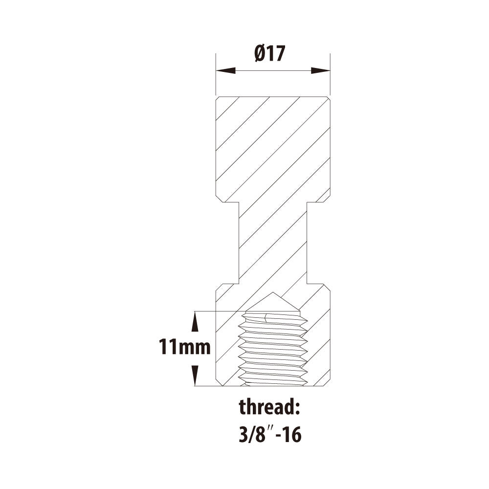 KS-013FS - 17 mm Spigot Chrome-Plated 3/8"-16 Female Threaded dimension diagram