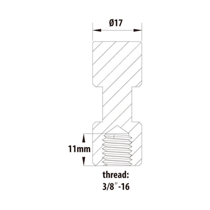 KS-013FS - 17 mm Spigot Chrome-Plated 3/8"-16 Female Threaded dimension diagram