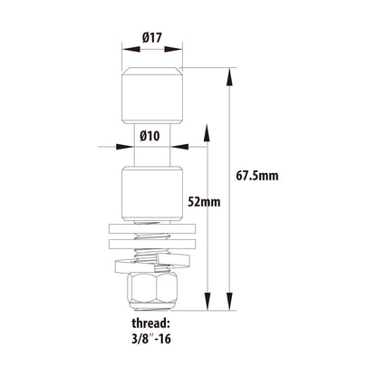 KS-013 - Dia. 17 mm Spigot with Washer and Lock Nut dimension diagram