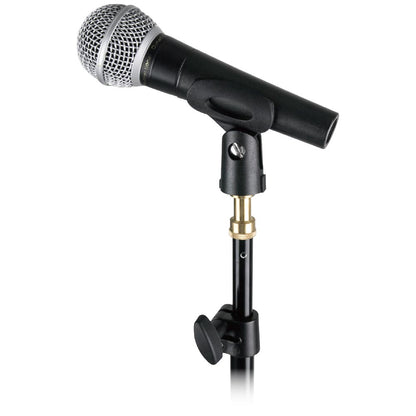 KS-067 - 3/8"-16 Female to 5/8"-27 Male Microphone Adapter mounted detail, microphone mounted setup