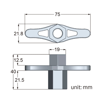 KS-1901 - Speed Wing Nut M10 dimension diagram