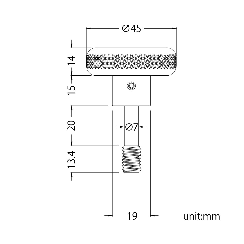 KS-266 - Aluminum Round Knob with 3/8"-16 Male Thread alternate view or mounted detail