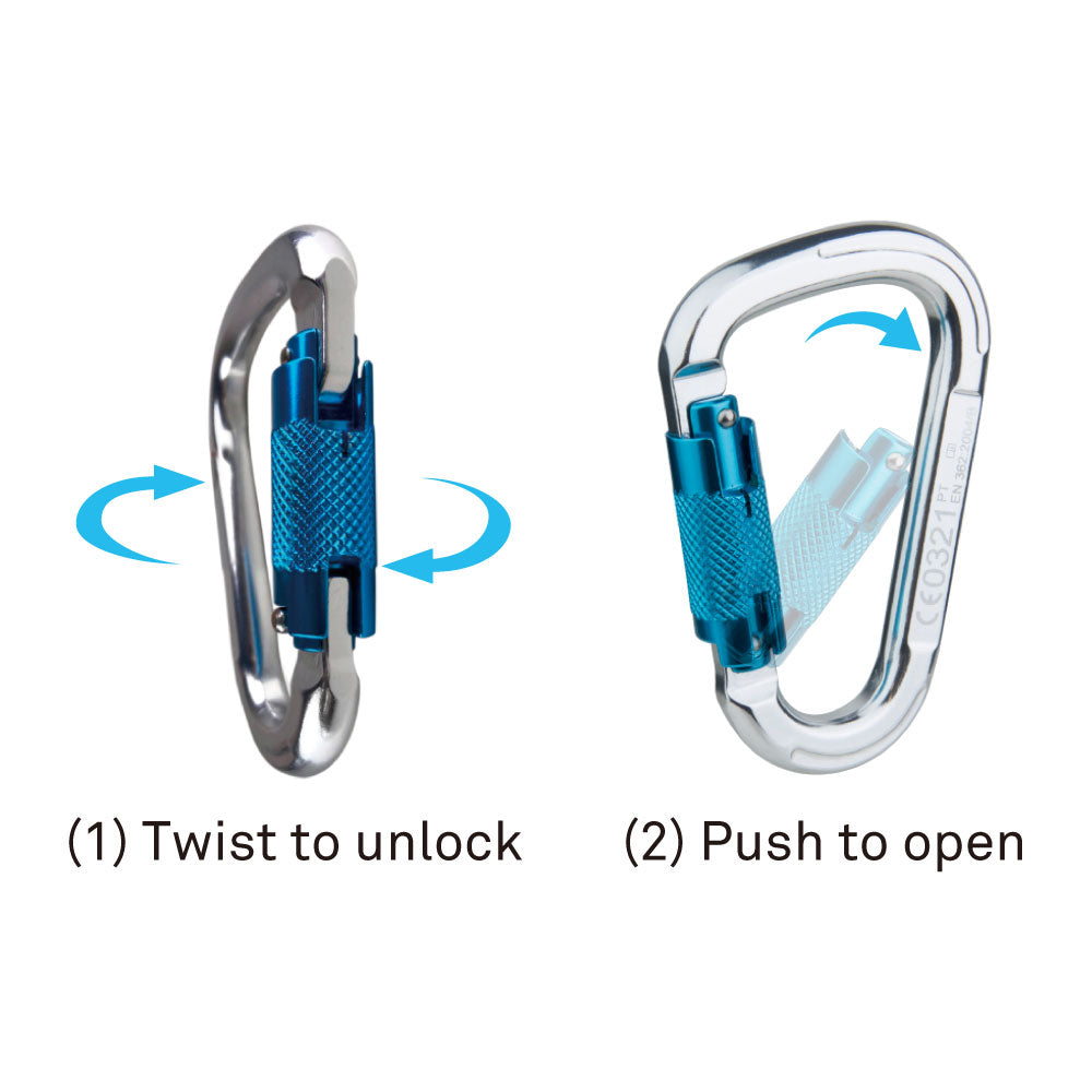 KS-283 - Aluminum Alloy Carabiner gate operation diagram