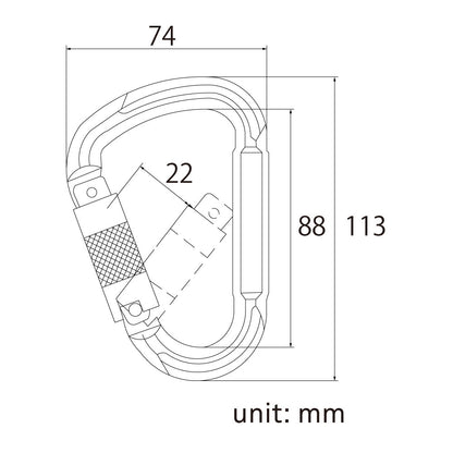 KS-283 - Aluminum Alloy Carabiner dimension diagram