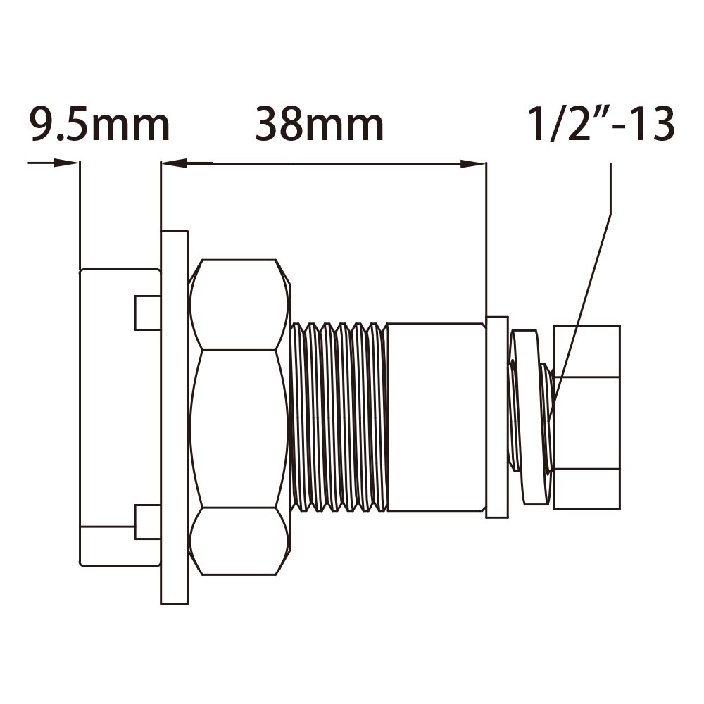 KT-056 - KUPO Strut Channel Adapter with 1/2"-13 Nut and Bolt dimension diagram