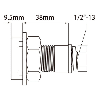 KT-056 - KUPO Strut Channel Adapter with 1/2"-13 Nut and Bolt dimension diagram