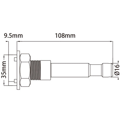 KT-058 - KUPO Strut Channel Adapter with 16 mm Baby Stud dimension diagram
