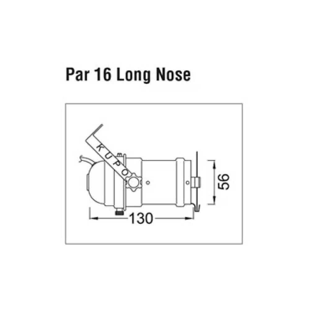 PAR-16S - KUPO PAR 16 Short nose with Color Frame dimension diagram, front dimension diagram