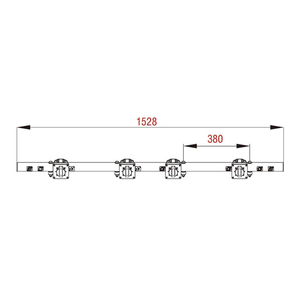 PB-606VSC-B2 - 6-Way CEE Black outlet spacing diagram