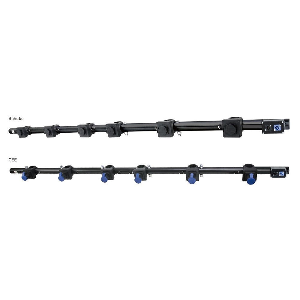 PB-606VSS-B2 - 6-Way Schuko Black light bar dimension diagram
