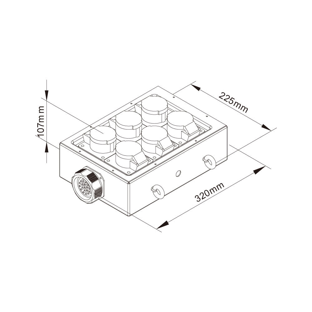 PDB-004D - Steel Power Box dimension diagram