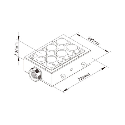 PDB-004D - Steel Power Box dimension diagram